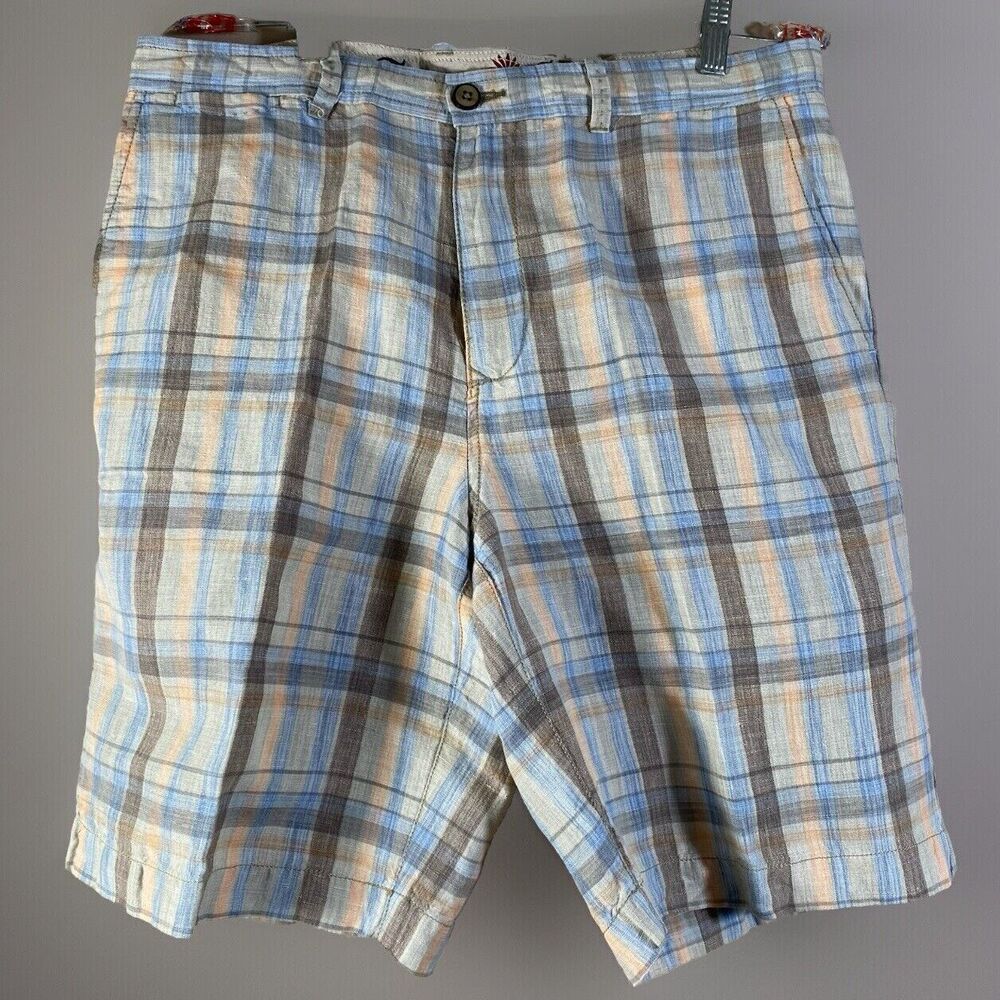 Tommy Bahama Mens Shorts 34 Linen Blend Plaid Summer Preppy Casual Golf Resort